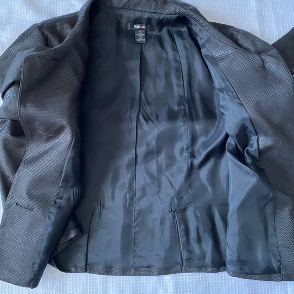 STYLE & CO Black Dressy Crop Coat Blazer Sparkly Shine Buttoned Pleated, 18 - Picture 14 of 14